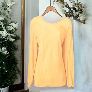 💙 Long Sleeve Bright Yellow-Gold Shiny Rayon Top by Uniqlo U